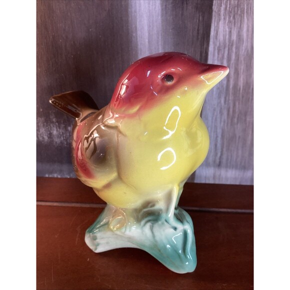 ROYAL COPLEY Bird Planter WREN/SPARROW Sitting On Branch Original Sticker Nice! - Picture 5 of 12